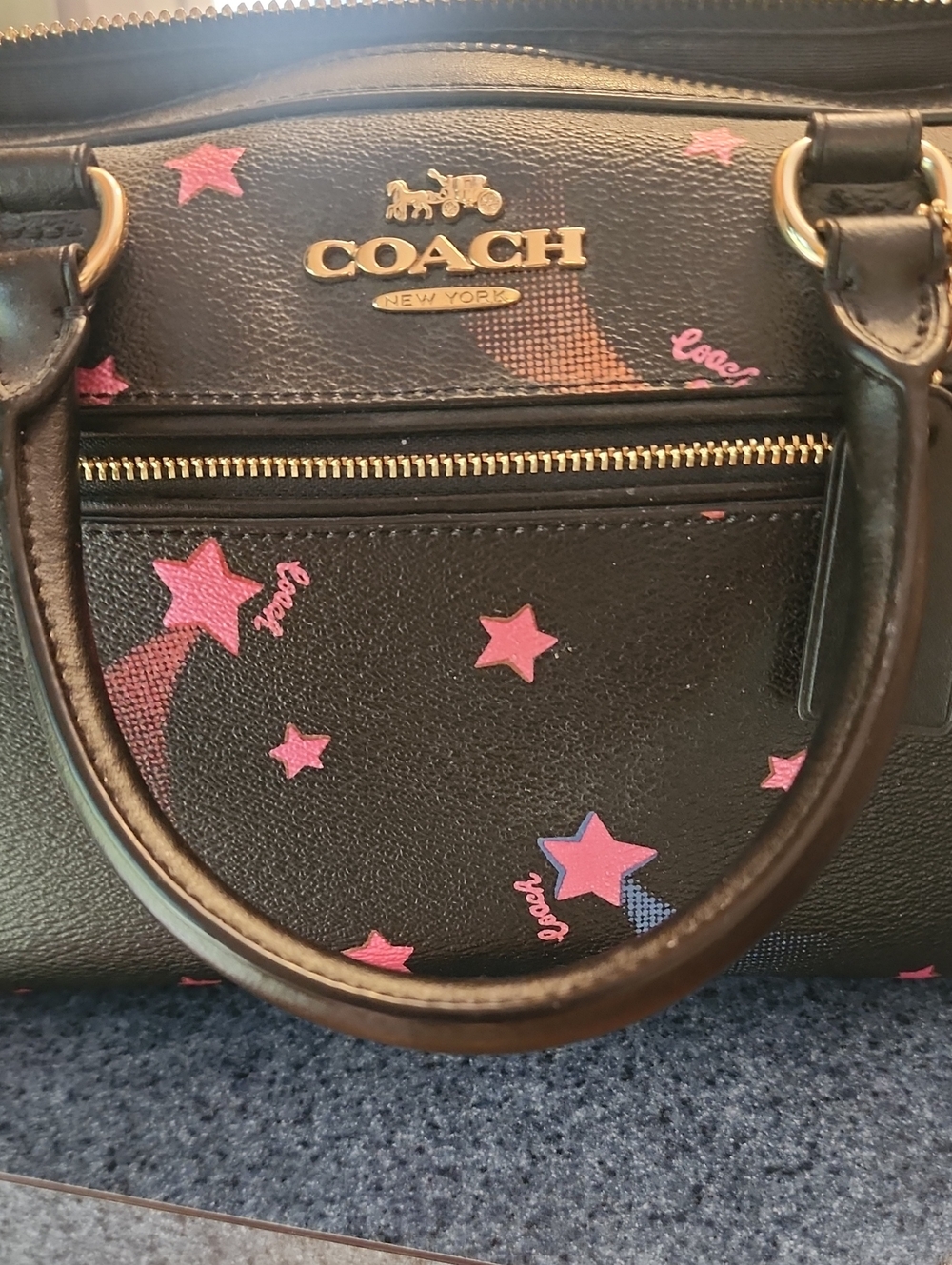 COACH Rowan Leather Satchel With Multi Star Disco Setting